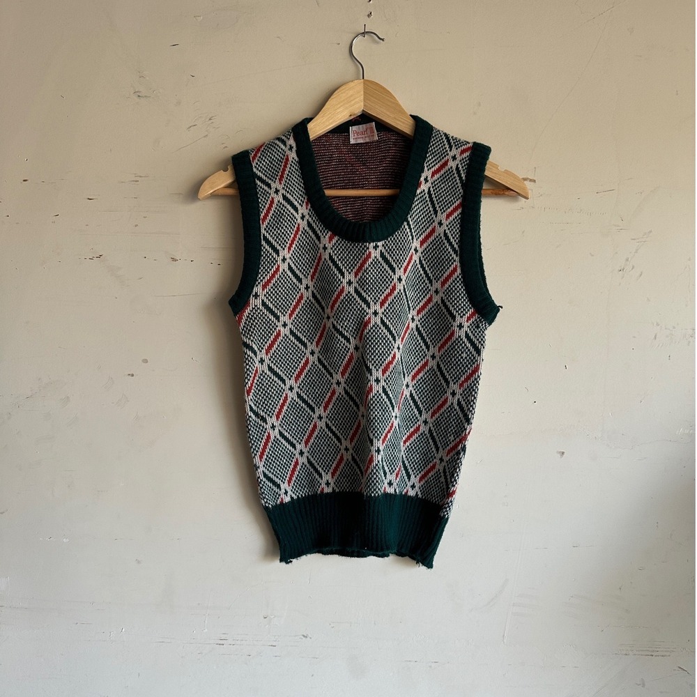 Vintage 70s plaid acrylic sweater vest
